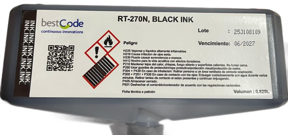 Cartucho de tinta negra para codificador industrial
